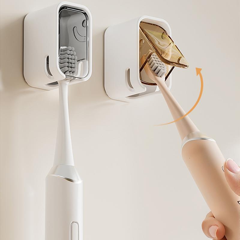 Toothbrush Holder Wall-Mounted Punch-Free Toothbrush Rack Dustproof Bathroom Electric Toothbrush Organizer