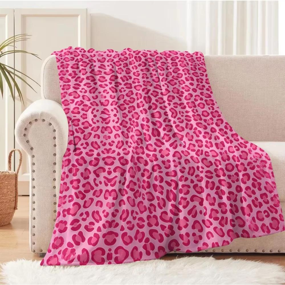 Vikama Růžová s leopardím vzorem Flanelová deka na gauč postel kout Dekorace Měkká do ložnice na denní spaní Deka Y2K Dívčí Dárek k narozeninám Domů