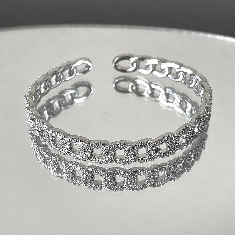 Chain Diamond-Encrusted Zir*****Pen Bracelet Set, High-End French Light Luxury Niche Super Flash