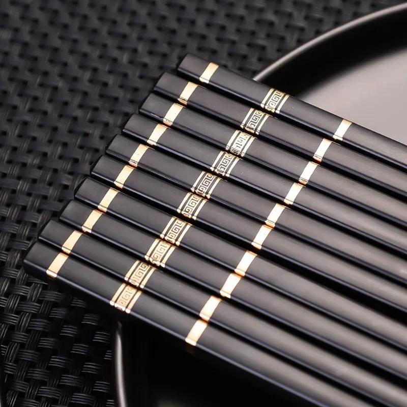 Metal Alloy Chinese Chopstick Reusable Non-slip Sushi Food Chop Sticks Japanese Korean Chopsticks Kitchen Tableware Accessories