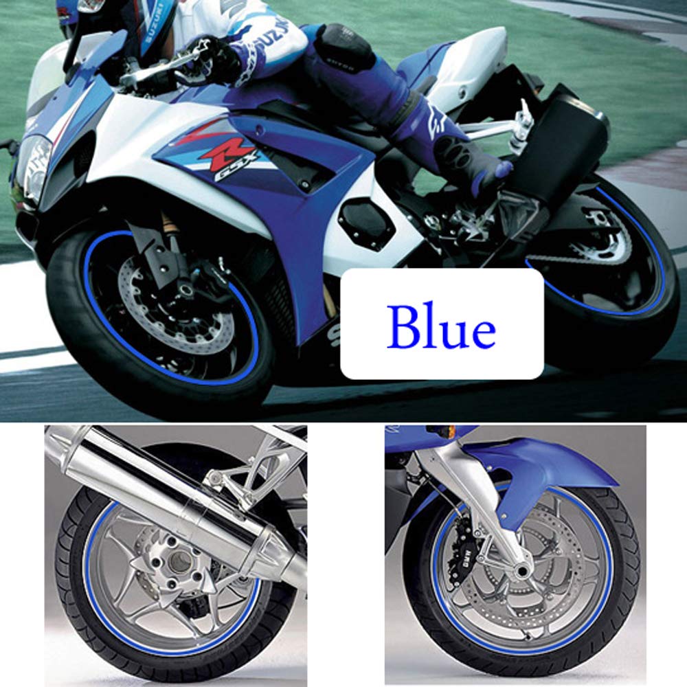 HIROMARUjp Reflective Rim Sticker 17 18" 8mm 2 Bikes 4 Wheels Cut Blue