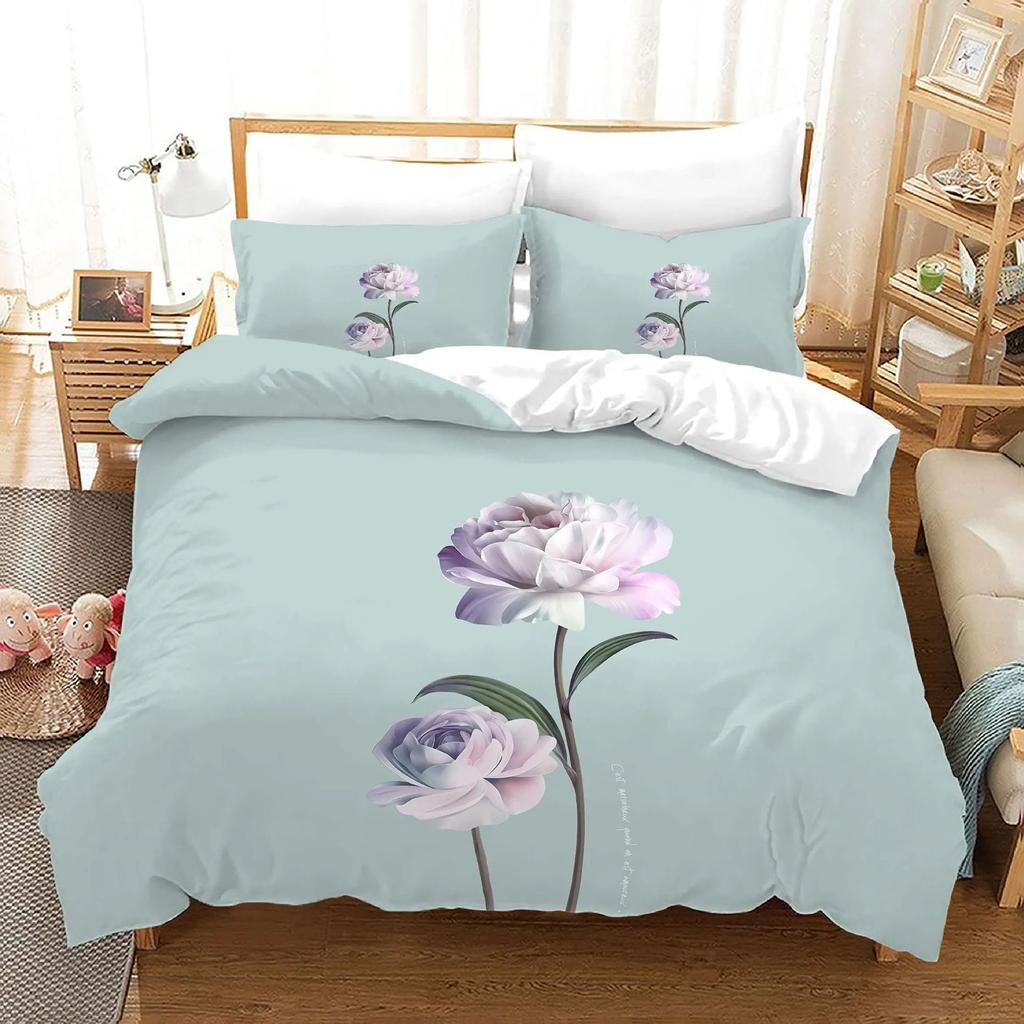 Lotus Daunendeckenbezug-Set Böhmisches Design Bettwäscheset mit Kissenbezug Bettbezug Dreiteiliges Set
