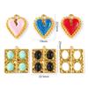 2 Pcs Charms Enamel Heart Square Imitation Stone Oval Acrylic Patch 304 Stainless Steel 18K Gold Plated Pendants DIY Necklace