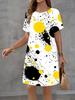 Modisches 3D-Druck Sommerkleid Locker Lässig Kurzarm Rundhals Minikleid