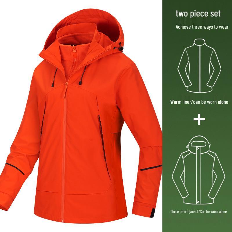 Men s 3-in-1 Outdoor Detachable Windproof Waterproof Logo Jacket 2XL