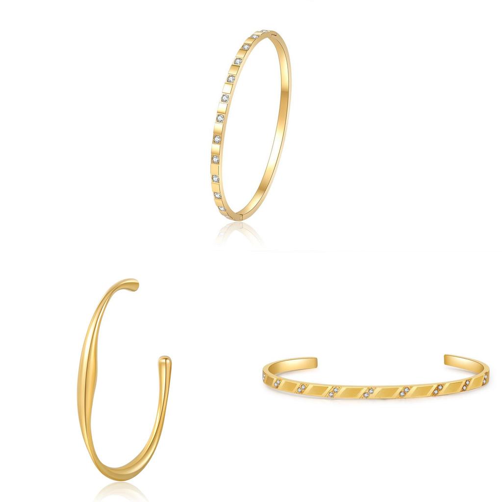 Modern Vintage Titanium Steel Bracelet For Women With Green Zircon For Casual Wear