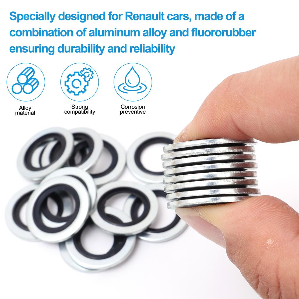 Car Oil Sump Drain Plug Sealing Gaskets Rings Washer OEM110265505R for Peugeot Citroën Renault A6079970345 Auto Accessories