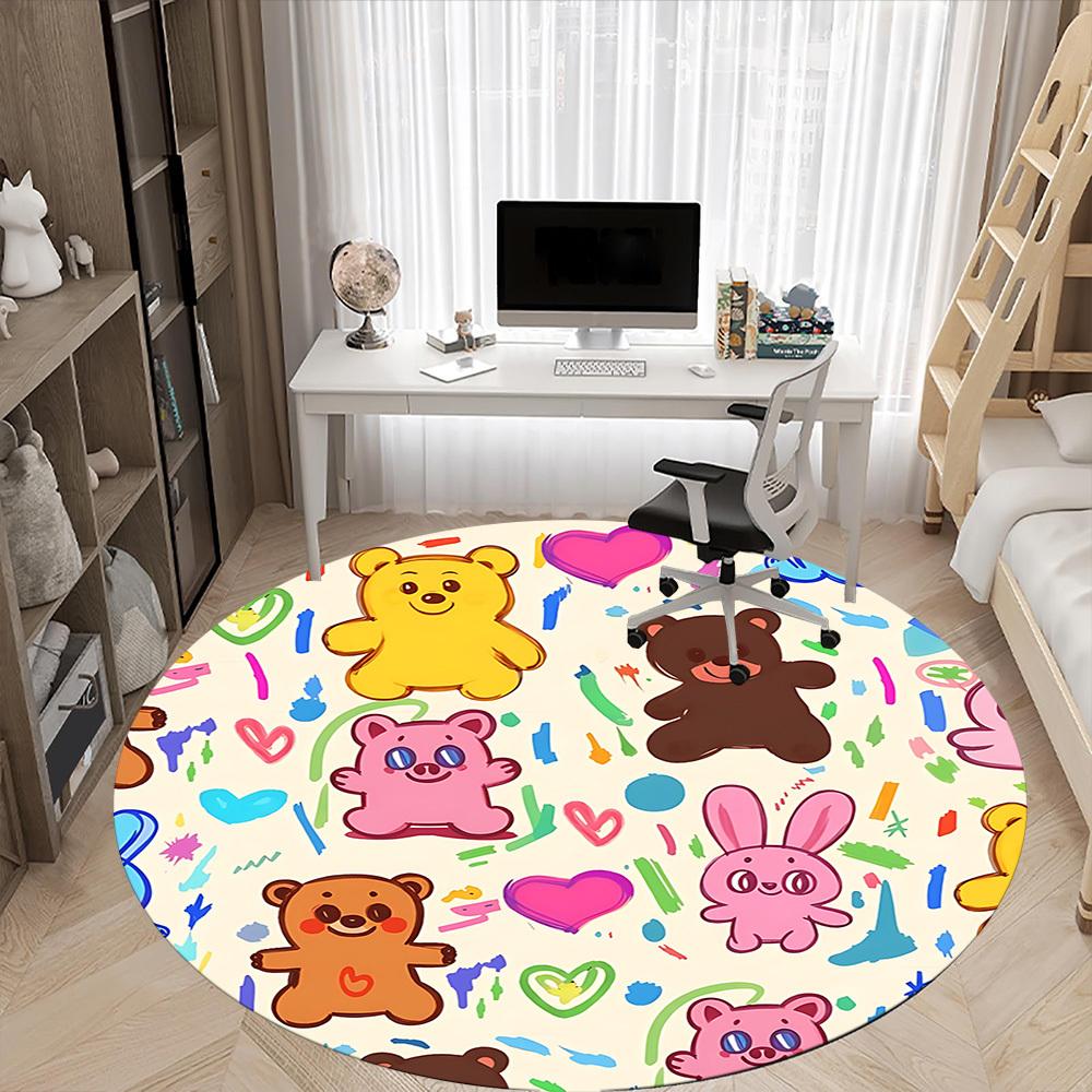 1pc Cute Bears Chair Carpet for Office, Perfect for Office, Holiday Party Decoration Choice Yy260314051