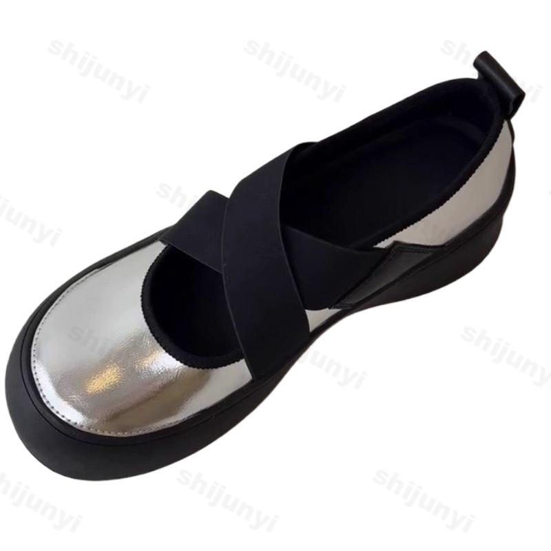 Mode Damen Plateau Freizeitschuhe Frühling Herbst Vintage Höhenerhöhung Rutschfeste Ballerinas Bequeme Mode Weiche Sohle Mary Jane Schuhe