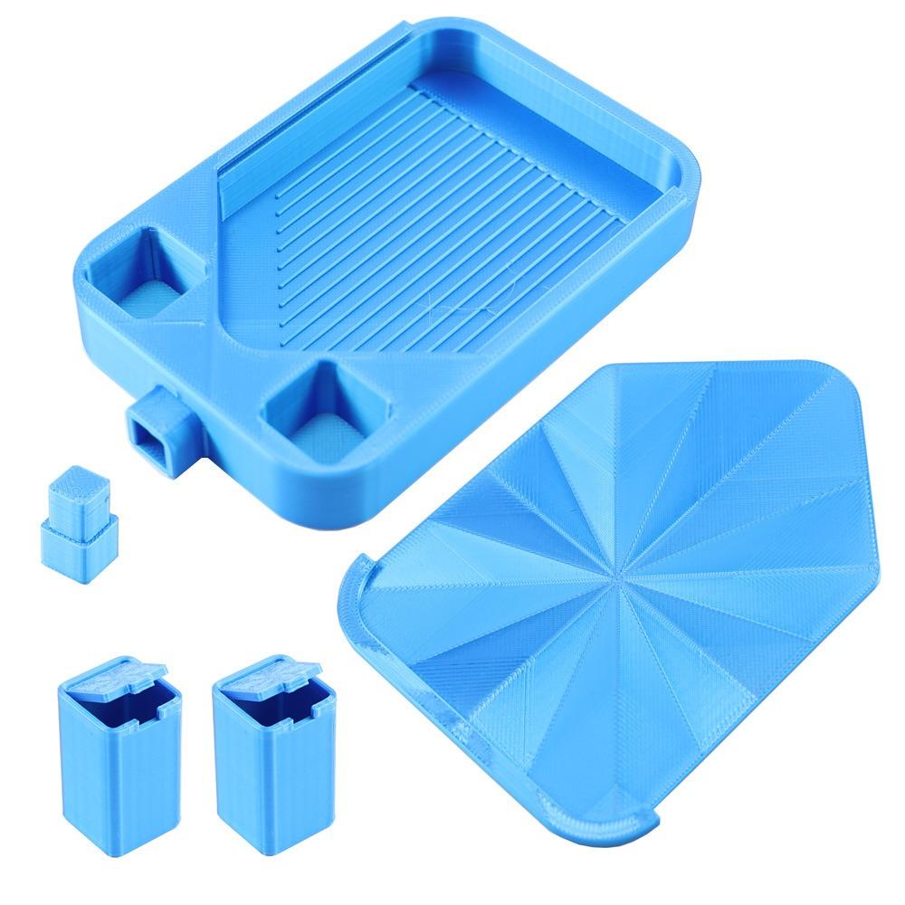 

Multi-Color Partitioned Diamond Painting Tray Prismatic Shine Lid Silky Rhinestone Storage Tray 2 Storage Bucket with Lids синий