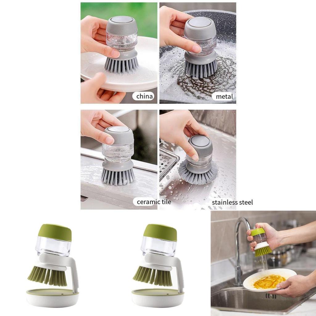 Kitchen Cleaning Brush With Automatic Liquid Dispenser For Home Use