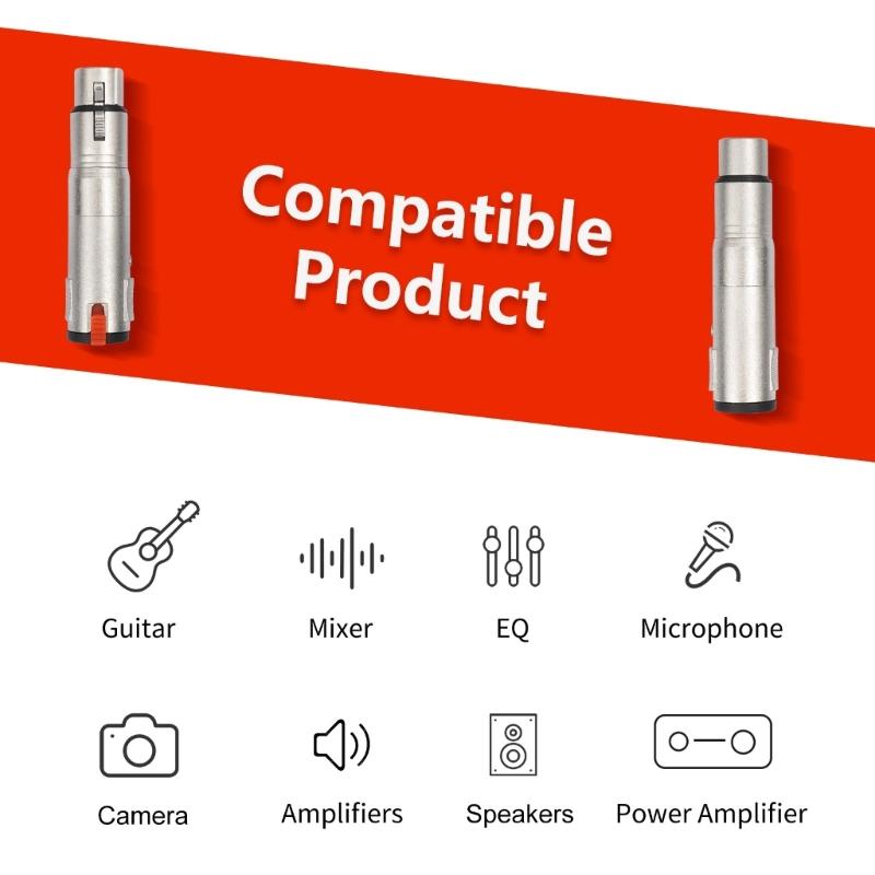 3Pin XLR To 6.35mm 1/4inch TRS Female Adapters For Studio Equipment And Live Sound Applications