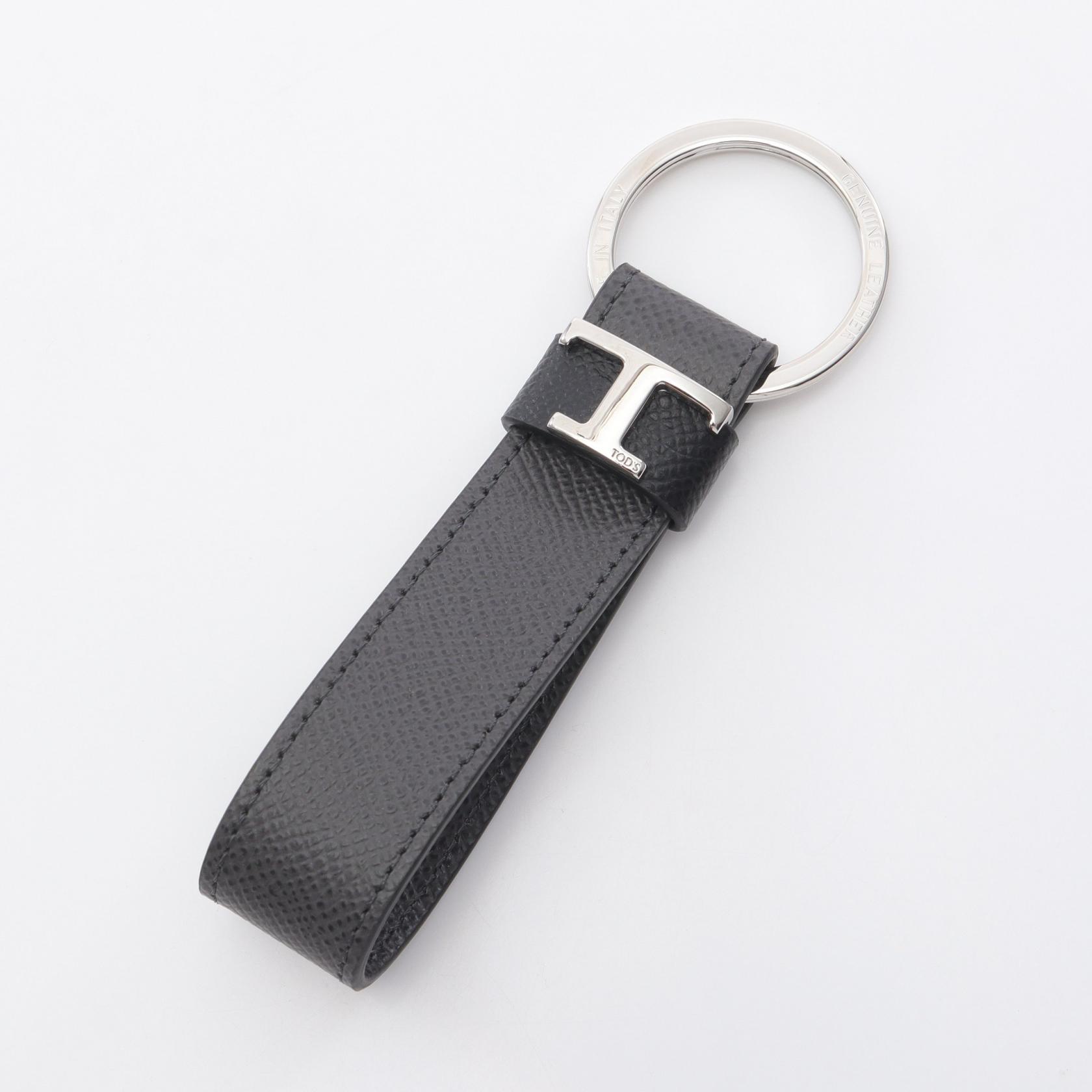 Used TOD S Timeless key ring leather Black Used unisex