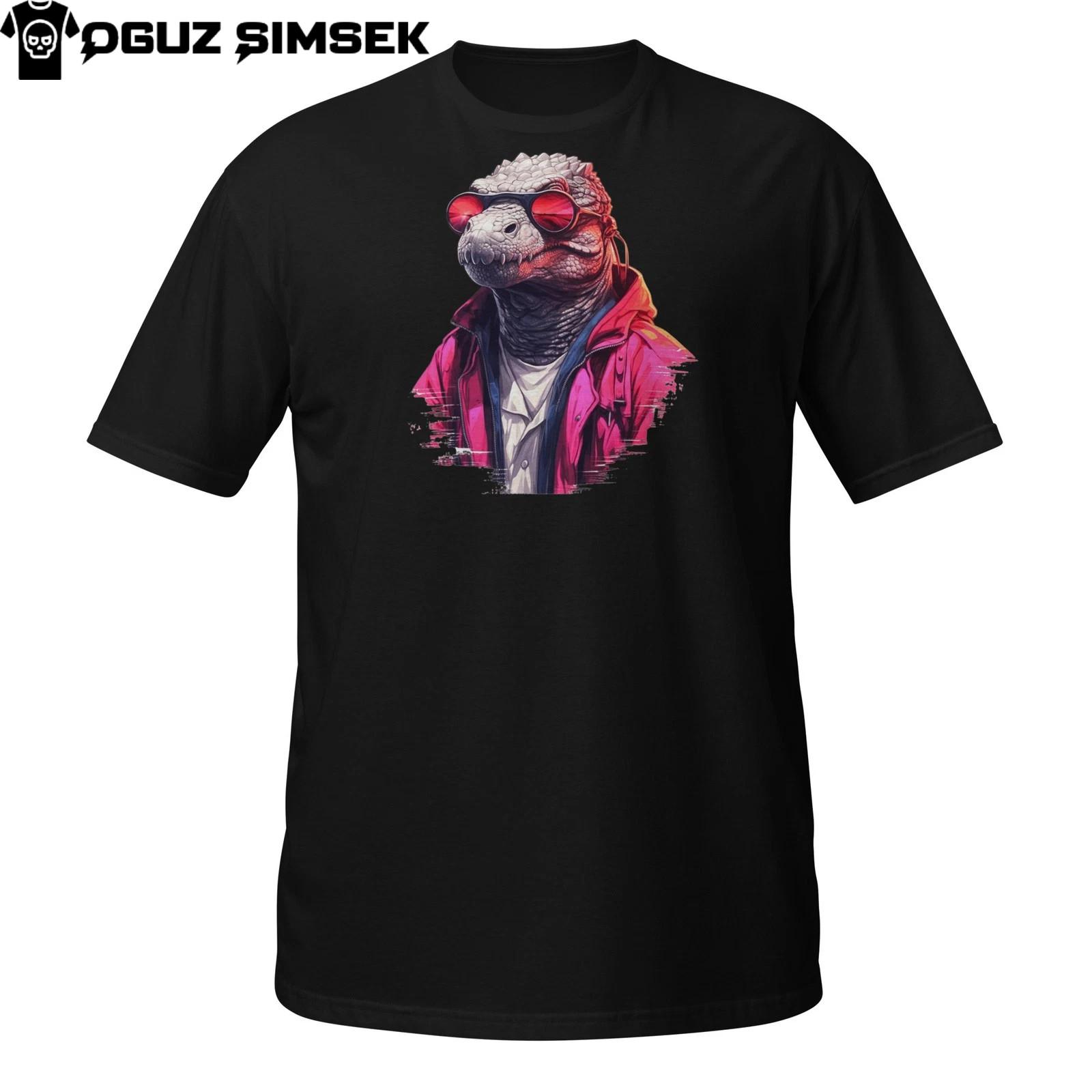 Streetwear Lizard T-Shirt Mens Womens Tees Top – Cool Reptile in Hoodie and Sunglasses Urban Style Tee L