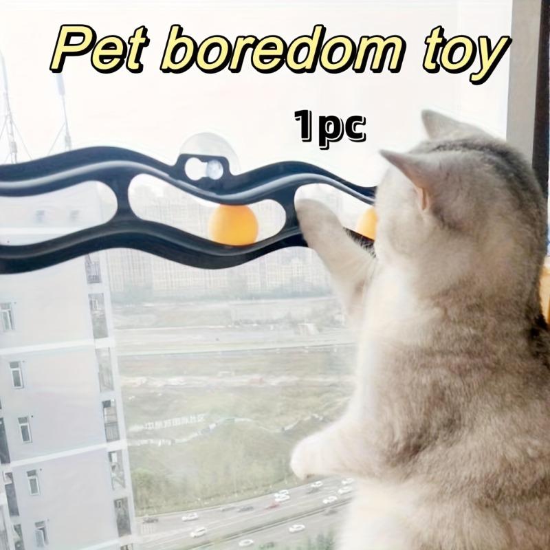 

Интерактивная игрушка для кошек с присосками, пластиковыми волнистыми роликами и шариками. Игрушка для кошек на подоконнике. Батарейки не требуются. серый