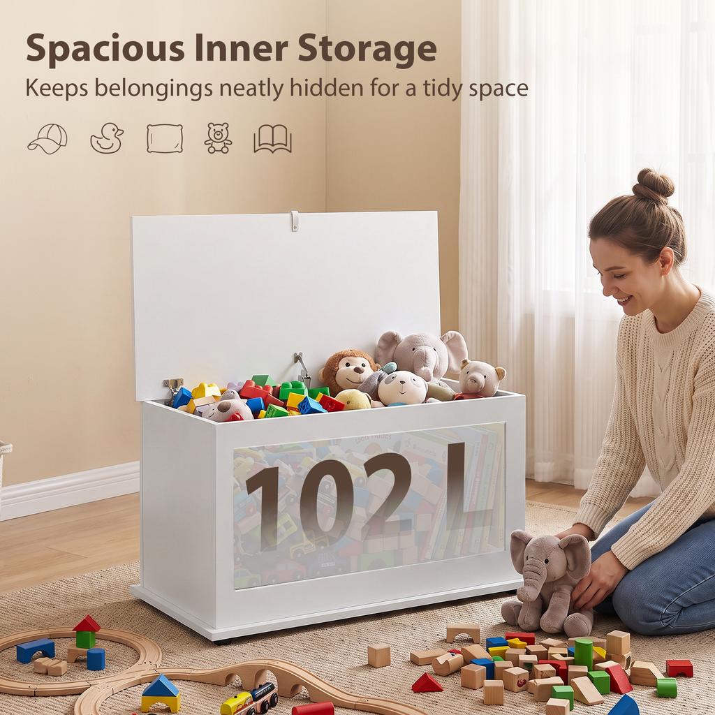 Storage Chest Large 102L Blanket Box 80 X 40 X 45cm, White