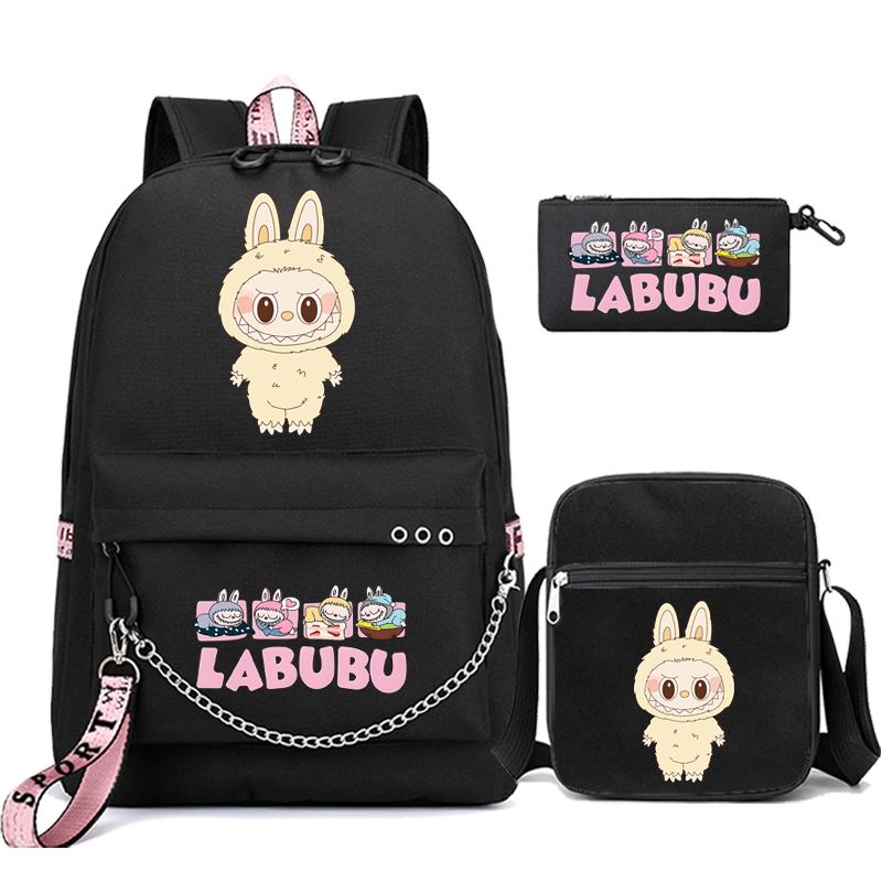 3Pcs/set Cute Printed Backpack Shoulder Bag Pencil Bag Children Girl Mokoko Schoolbag Student Kawaii Bookbag Travel Bag