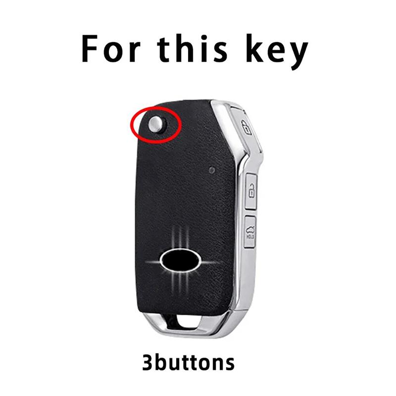 Zinc Alloy Leather Car Key Case For Kia Sportage R Gt K3 Seltos Sportage Stinger Sorento Ceed Cd Cerato Forte Key Fob