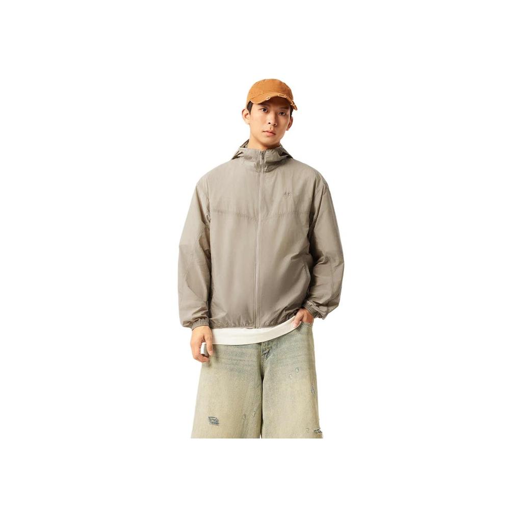 Li Ning Sports Trend Series Casual Minimalist Solid Color Loose Hooded Windbreaker Men Outerwear Stone-Lotus-Brown AFDV287-2