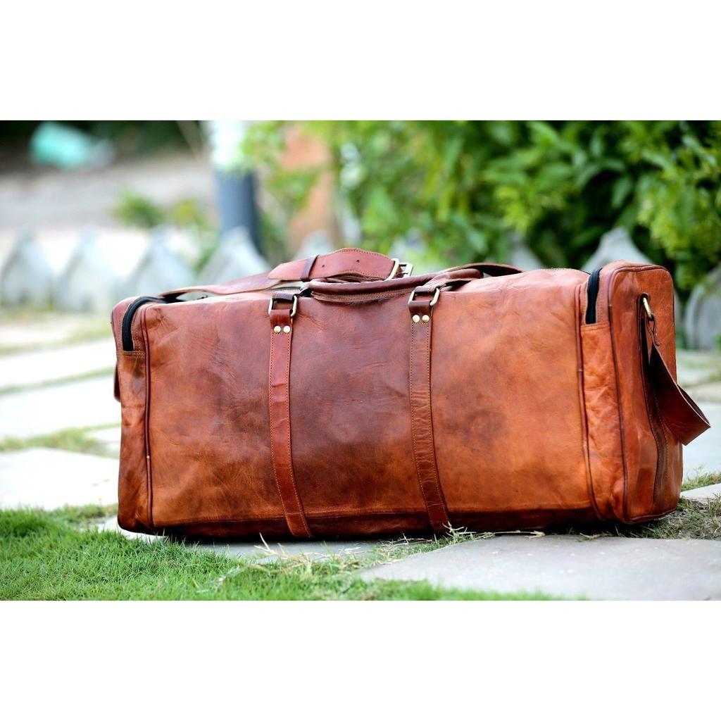 25" Neue braune Vintage-Reisetasche aus echtem Leder für Herren, Reisegepäck, Sporttasche
