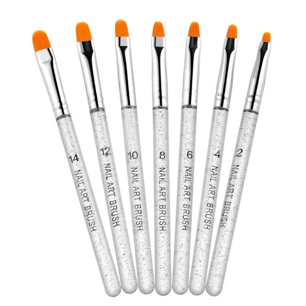 7pcs Manicure UV Gel Brushes Set Durable Bristles Nail Art Nail Painting Brush DIY Nail Art Tips Builder Pen Beauty Salon