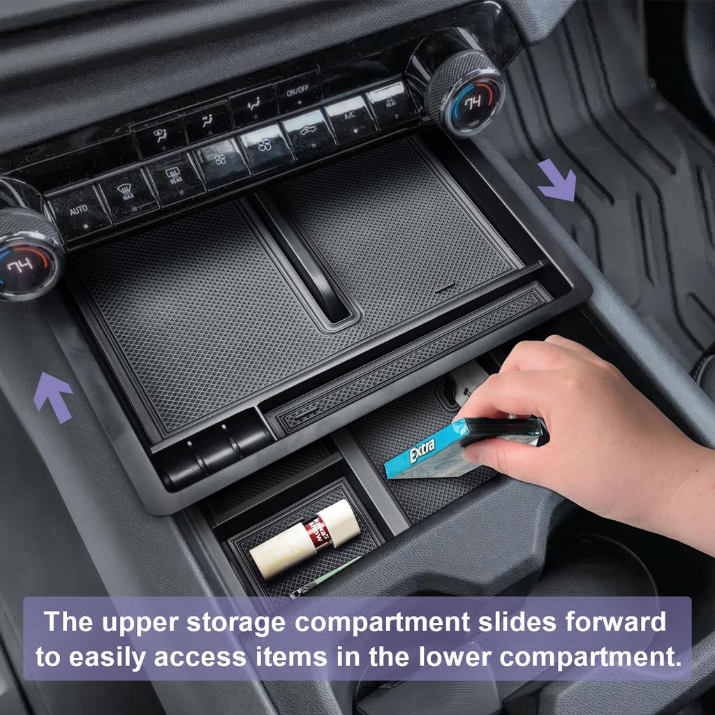 Middle Center Console Organizer For 2025-2025 Chevy Silverado EV Work Truck (WT) Front Center Console Storage Armrest Box Tray