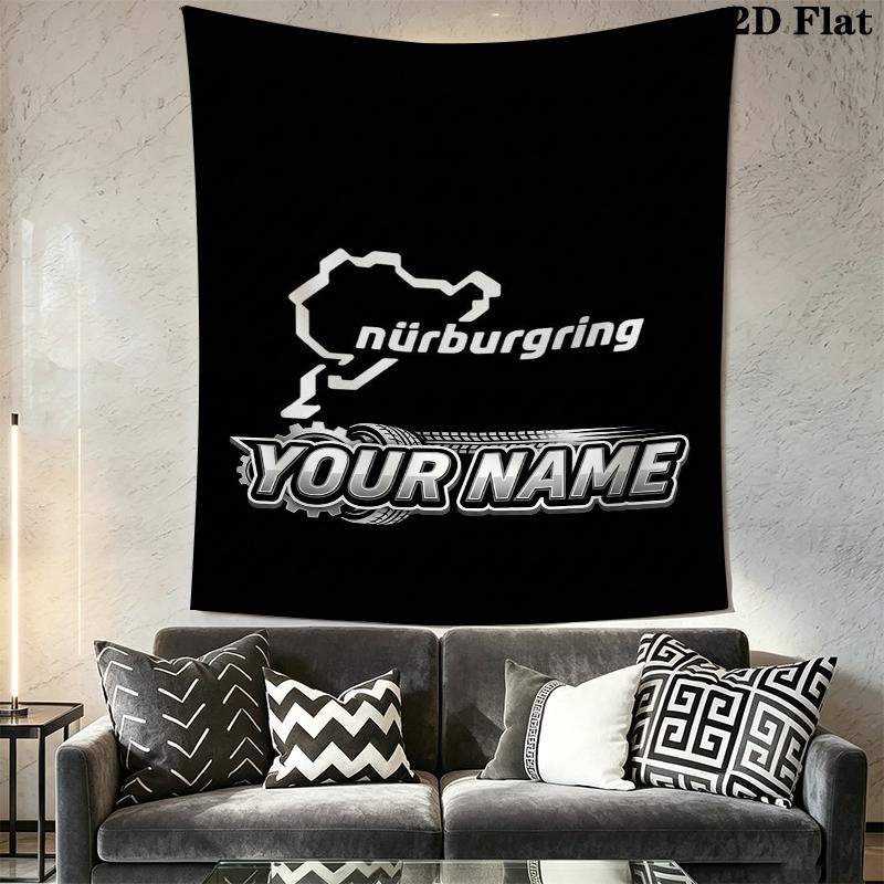 Custom Name Nürburgring Wall Tapestry Aesthetic Wall Hanging Printed Fabric Blanket Decorative Tapestries for Bedroom Living Room Home Decor