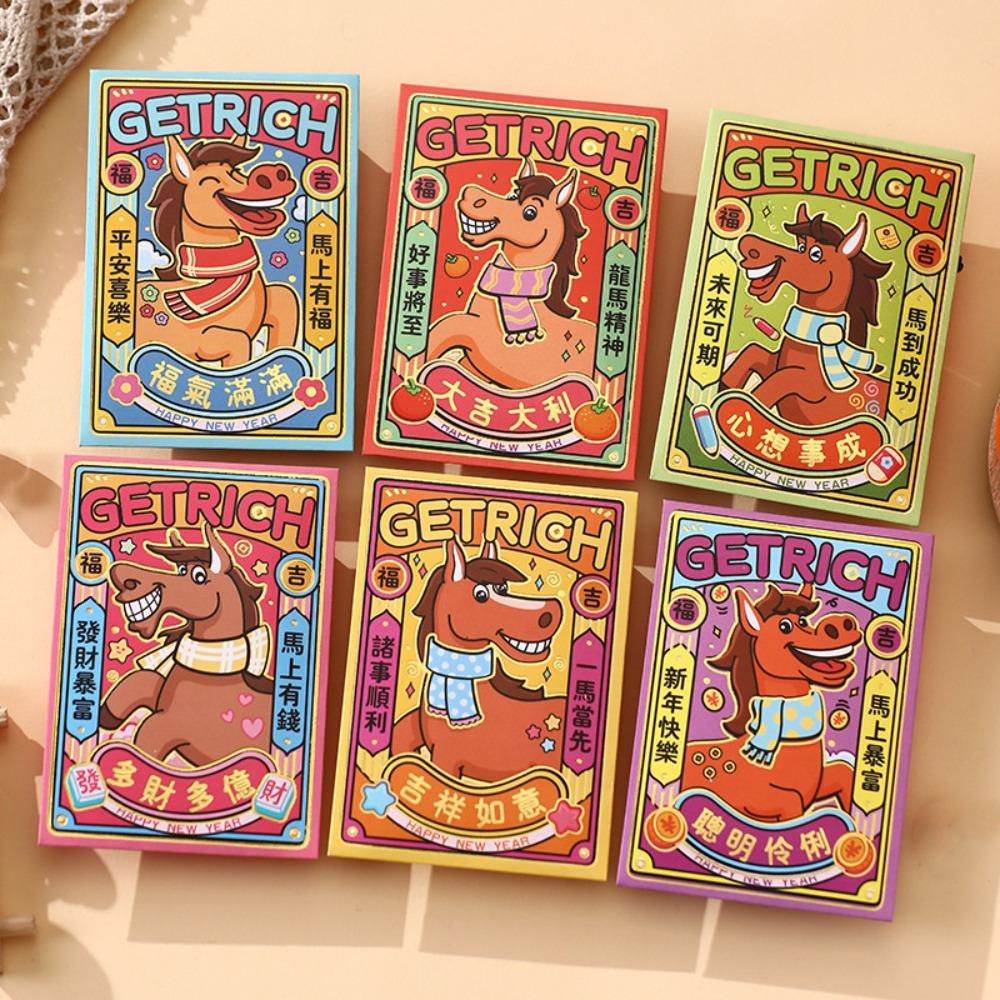 6pcs Blessing 2026 Horse Year Red Envelopes Chinese Style Money Envelope Spring Festival