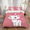 3 stuks Schattig Aristokatten Marie Kat Roze Strik Beddengoed Set, Zachte en Comfortabele Dekbedovertrek voor Slaapkamer, Logeerkamer W001