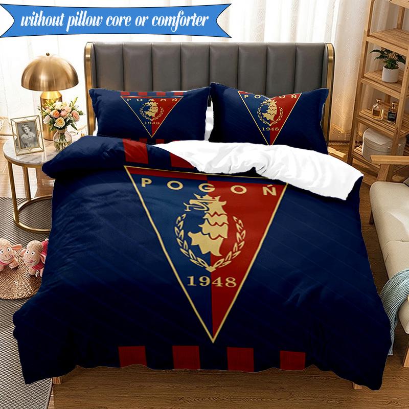 3PCS Pogoń Football Crest Bedding Set 2D Printing (Includes 1 Duvet Cover + 2 Pillowcases Coreless), Bedroom decor,Fan gift
