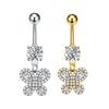 Heart Flower Long Pendant Belly Button Ring For Women Girls Body Piercing Belly Ring Stainless Steel Belly Button Ring
