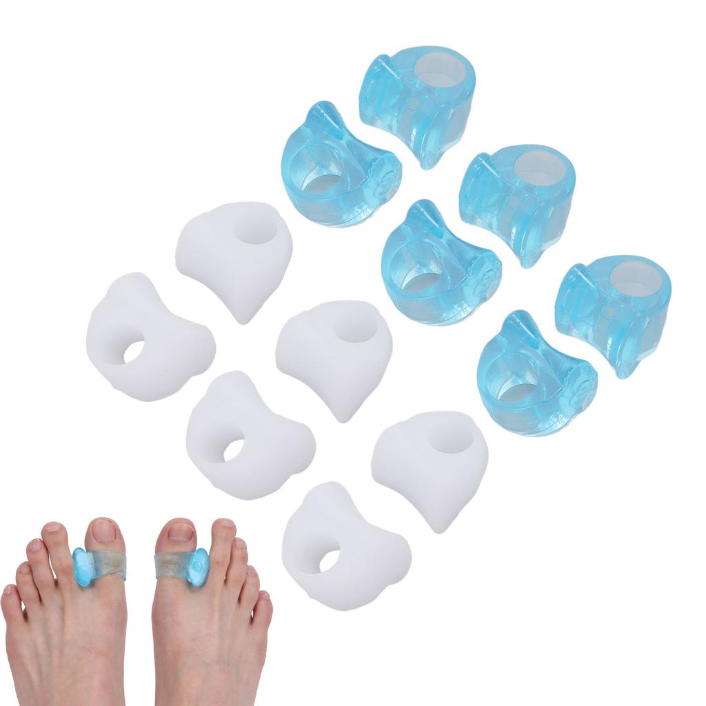 6 Pairs Silicone Toe Separators Relief Bunion Pain Toes Corrector Stretcher Pad Blue White