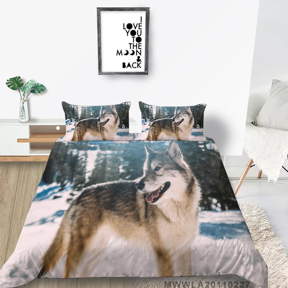 2023 New Style Duvet Cover Set Wolf Pattern Beding Cover Suitsn Polyester Quilt Cover Single Size Bed Set Teens Newly Fashion Bedding Suit