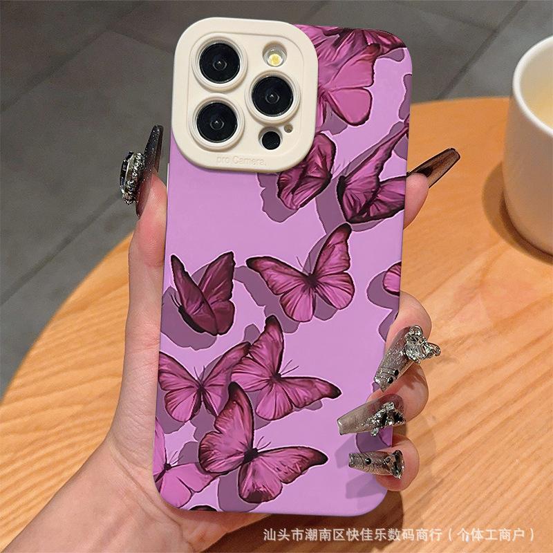 Compatible with Apple 13/14 Pro Soft 16 Plus Phone Cases, 17 Pro Butterfly iPhone 11/12 Mini Full Coverage 15