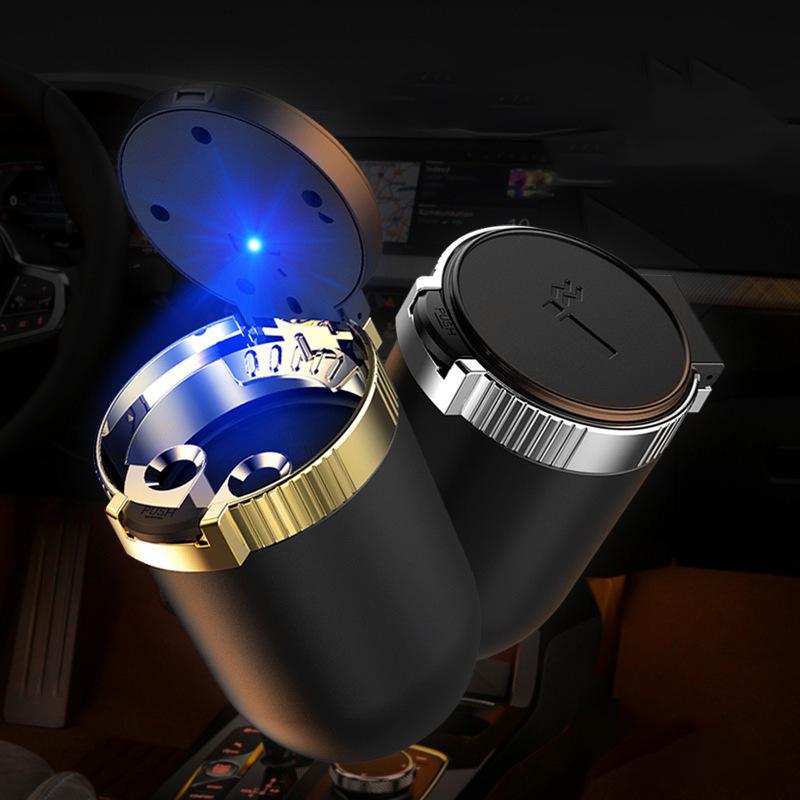 LED Portable Car Ashtray with Lid - Multifunctional & Personalized Design