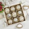8cm Boxed Set of 9 Painted Mochi Ball Christmas Tree Ornaments