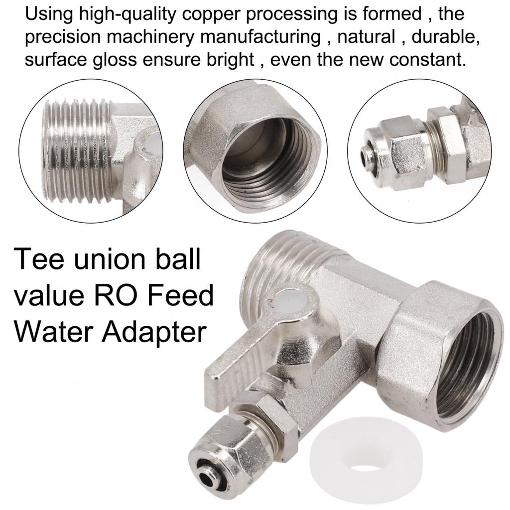 All Metal Water Line Adapter with Shutoff Valve for 12 to 14 Inch Tubing