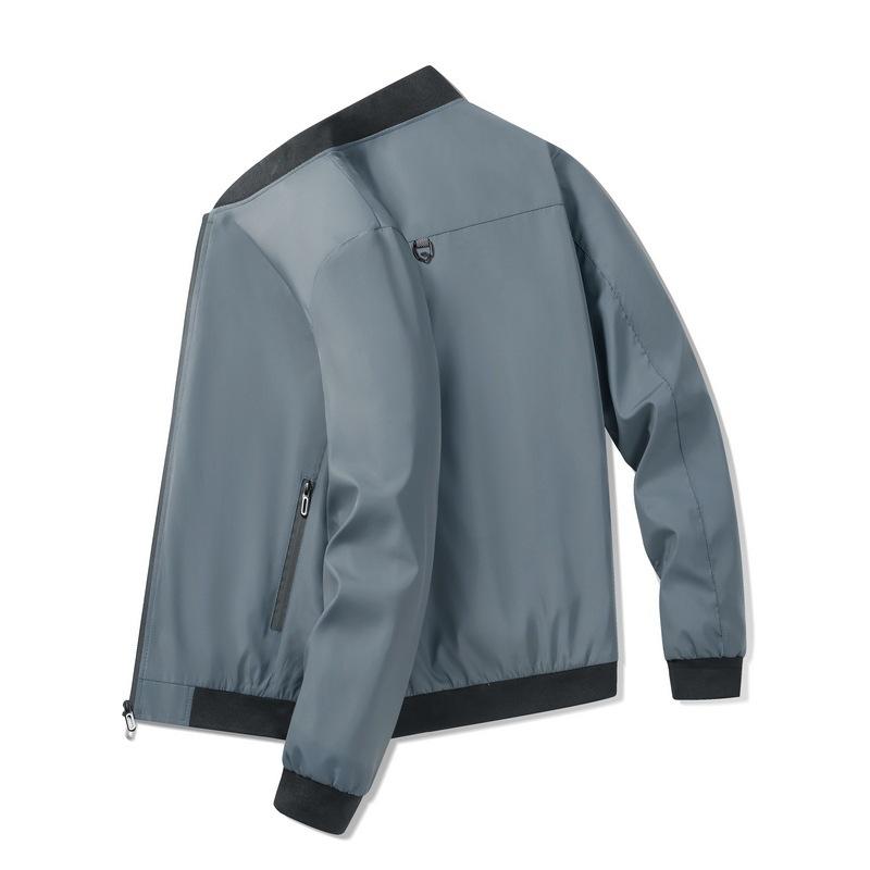 Mens Spring Autumn New Fashion Business Casual Minimalist Versatile Jacket With Zipper Pockets Loose Bomber Outerwear Premium