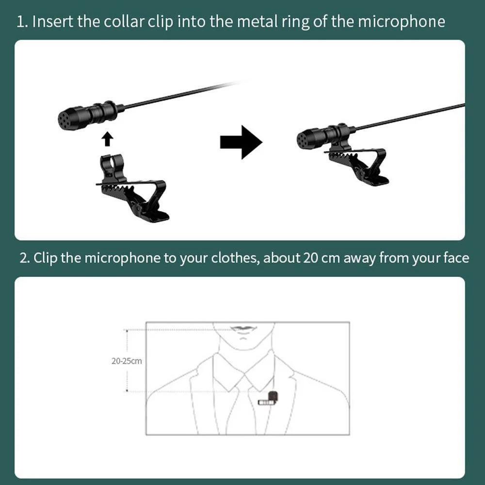 Omnidirectional Clip-on Microphone Condenser for iOS Android Smartphones Tablets Recording