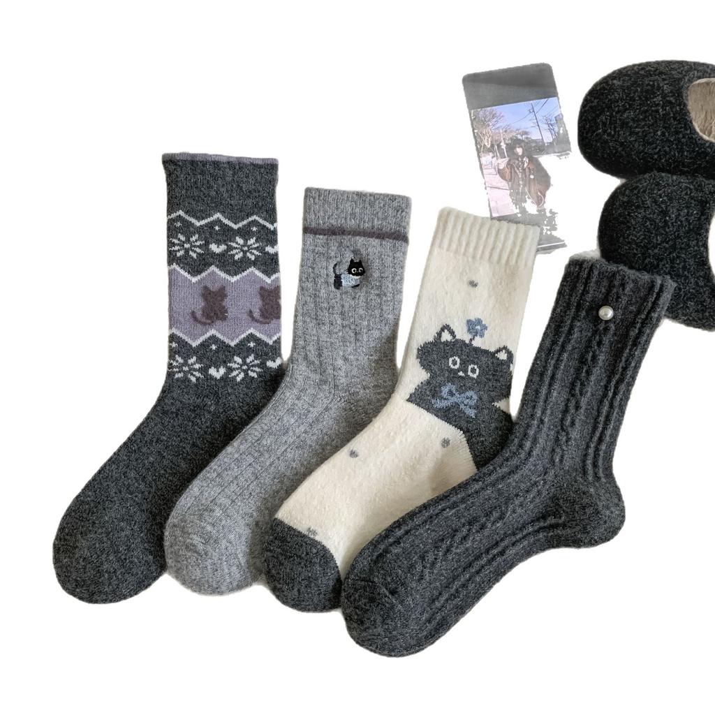 Daily Miscellaneous Wind Puppy Wool Socks Thickened Thermal Socks Stockings Piles Of Socks For Girls