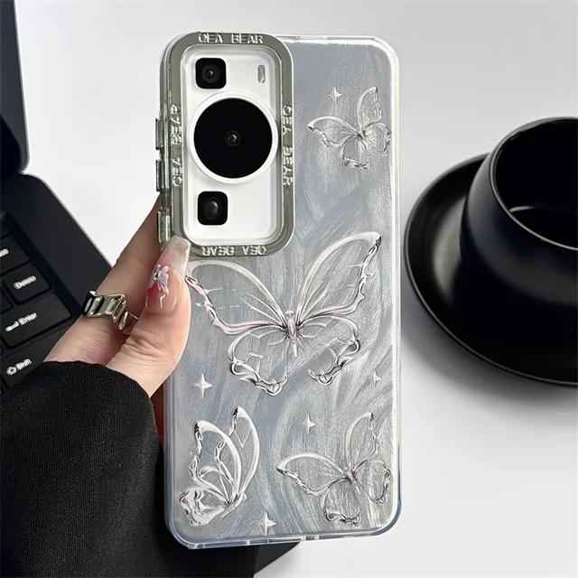 

Блискучий лазерний чохол для телефону Huawei P40 P50 P60 P70 Mate 60 50 40 30 Pro Bling Shiny Butterfly Soft Shockproof Cover For P50 зірка