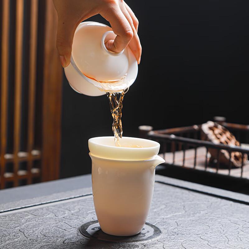 Tuopai 10-Piece Suet Jade Ceramic Tea Set