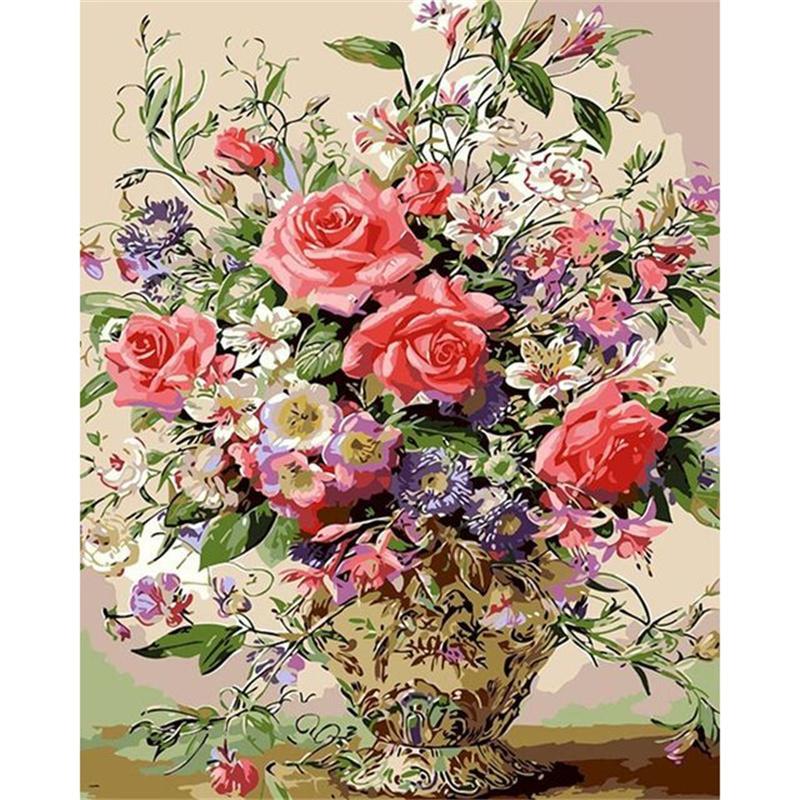 5D DIY Diamond Painting Flowers In Oil Painting Diamond Embroidery Cross Stitch Kit Full Rhinestone Mosaic Home Decor