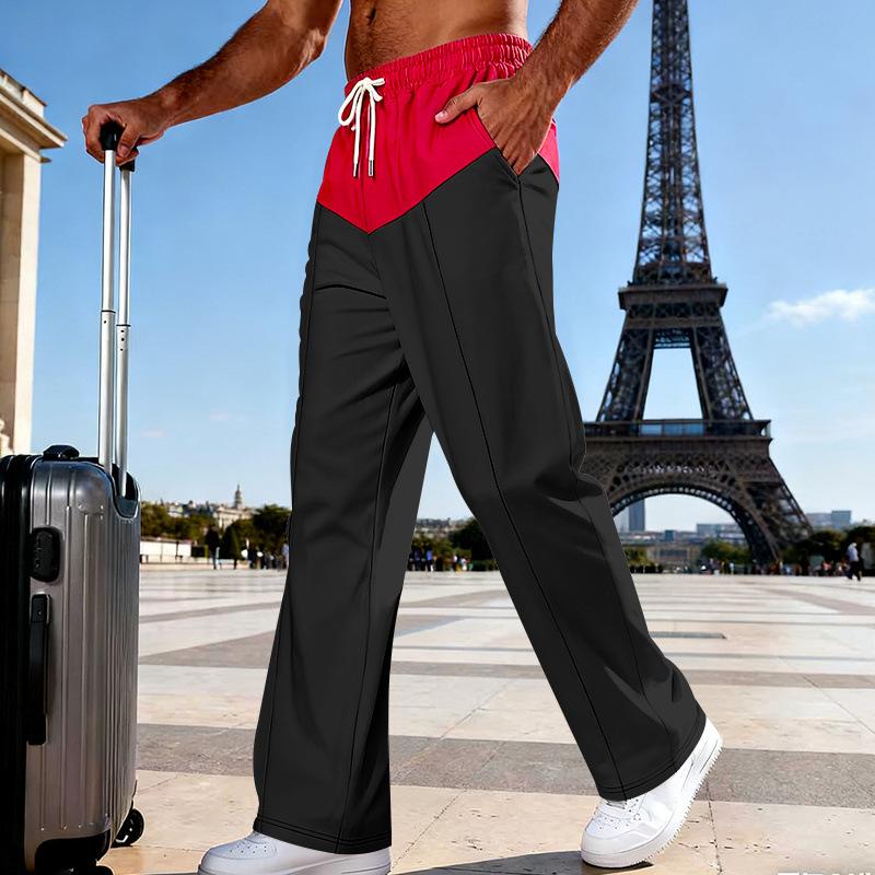 

American Autumn Men s Fashion Loose Trendy Casual Contrasting Color Commuting High Street Hip-hop Straight Pants S чорний