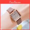 Gadi Vintage Ladies Square Watch With Leather Band Waterproof Quartz For Casual Wear