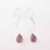 Lila Katzenaugen-Edelstein 925er Sterlingsilber Schmuck Handgefertigte Silberohrringe 2,60" EE-43-45