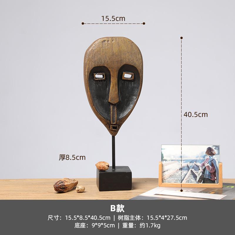 Modern Ansiktsresin Skulptur, Kreativ Konst Staty för Heminredning, Samtida Figur, Unik Vardagsrumshylla Prydnad Gåva
