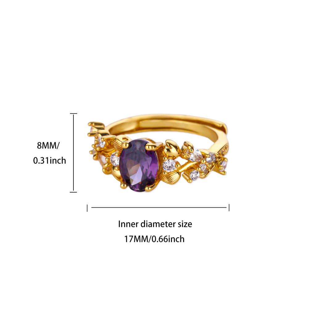 Purple Crystal Oval Zircon Open Rings For Women Men Stainless Steel Gold Color Ring 2025 Wedding Couple Luxury Jewelry