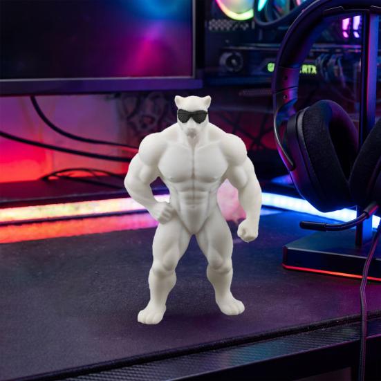 3D Printed Cool Leopard Figurine Funny Muscular Animal Statue with Sunglasses for Home Office Room Desk Shelf Decor