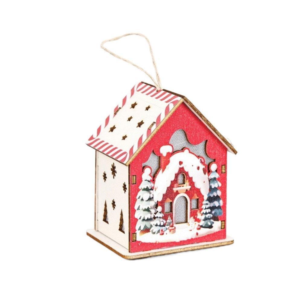 Colorful Christmas LED Light Wooden House Cute Luminous Cabin Wooden Luminous Huts Kids Gifts